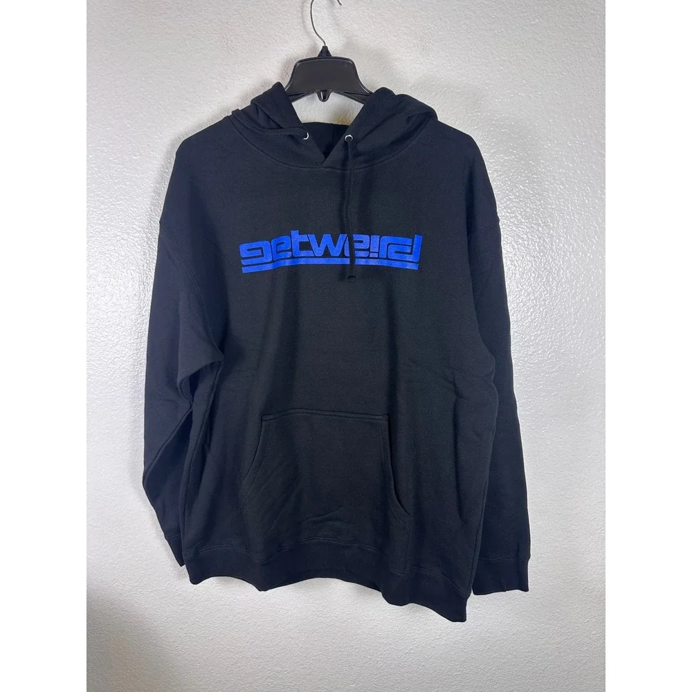 Get Weird Anime Graphic Hoodie Mens Black Blue Streetwear Pullover Sweatshirt
